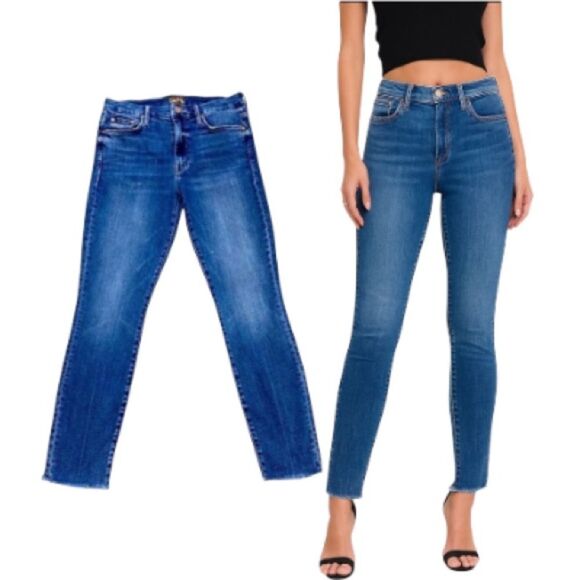 “Mother High-Waisted Looker Ankle Fray Walking on Coals Jeans 27x27 Stretch” - Picture 2 of 11